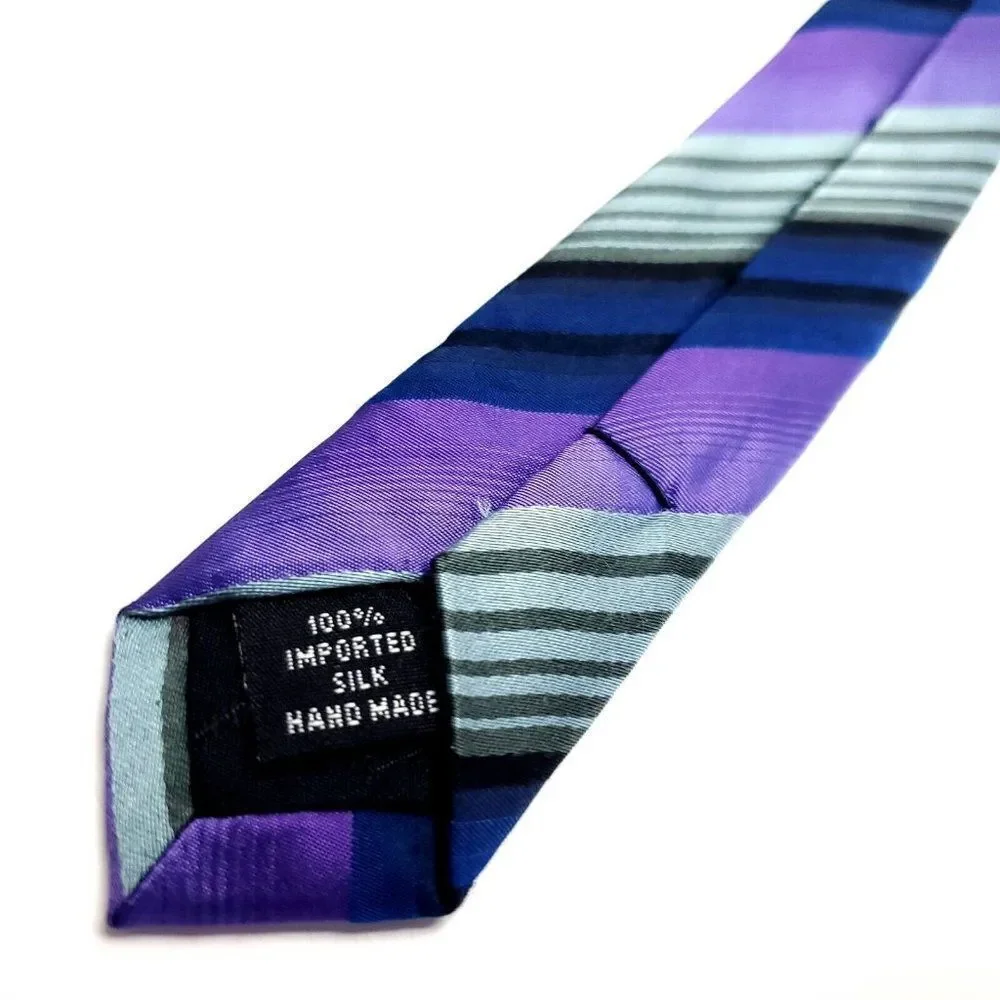 Kenneth Cole Purple‎ Silk Tie Woven Striped